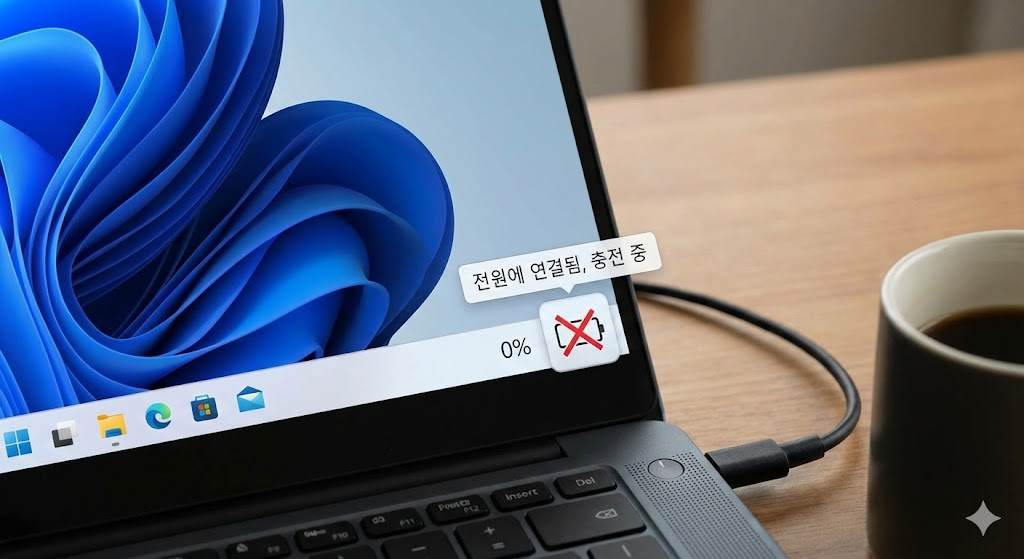 노트북 배터리 0%에서 충전 안될 때