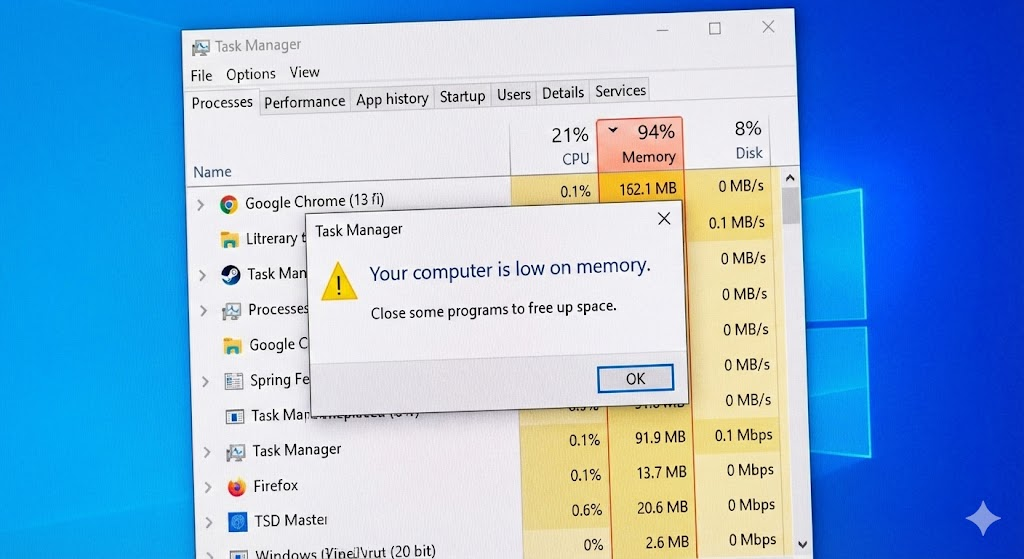 윈도우11 RAM 부족 메시지