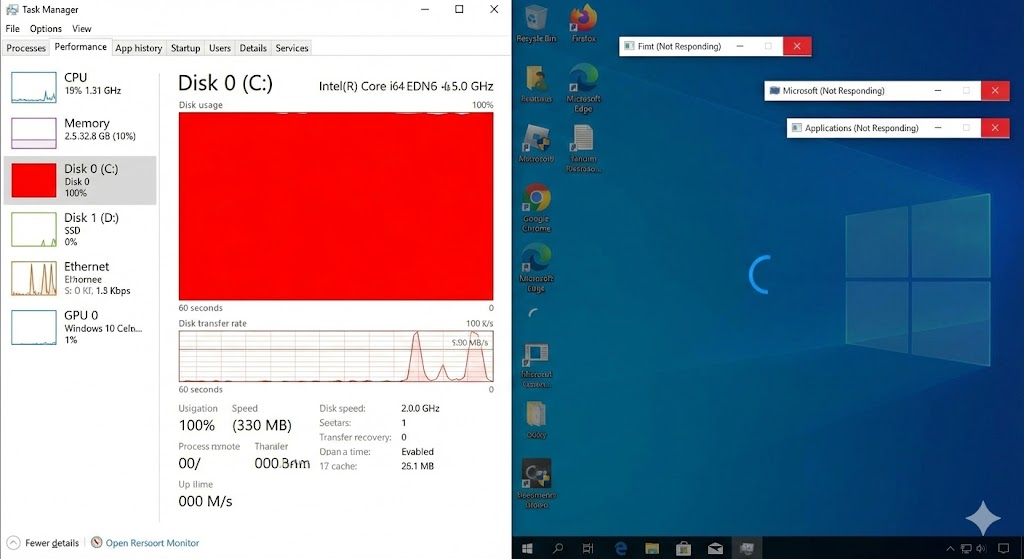 윈도우 디스크 100%일 때