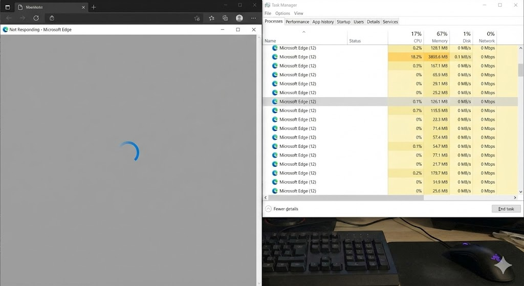 Edge 작동 안하거나 멈출 때