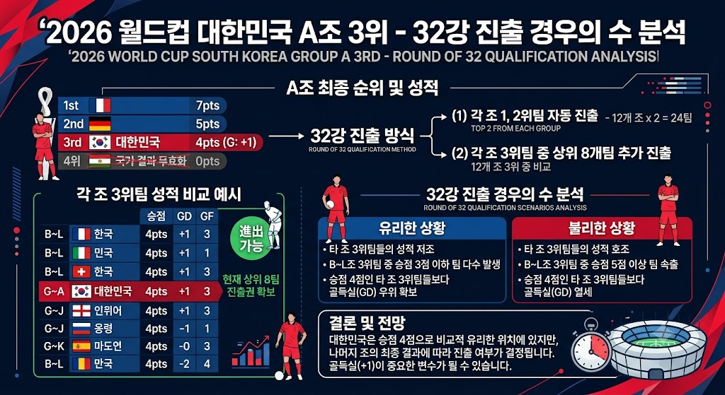 대한민국 축구 32강 진출 시나리오