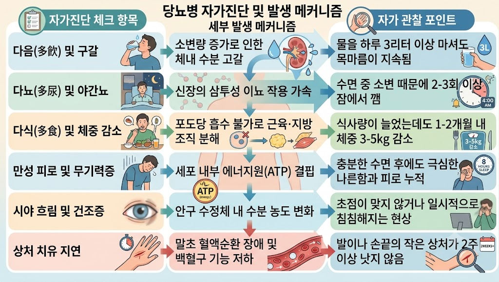 당뇨병 자가진단 체크리스트와 공복혈당·당화혈색소 수치 기준 및 관리 가이드 당뇨병 자가진단