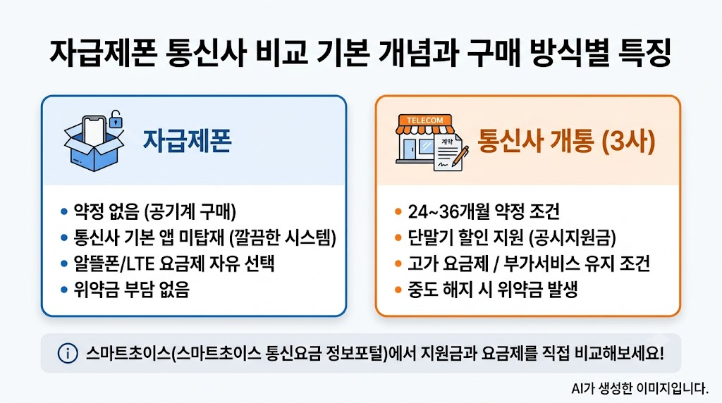 자급제폰 통신사 비교 총정리: 실구매가와 24개월 총비용 완벽 분석 자급제폰 통신사 비교