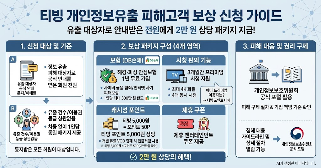 티빙 개인정보유출 피해고객 보상 신청