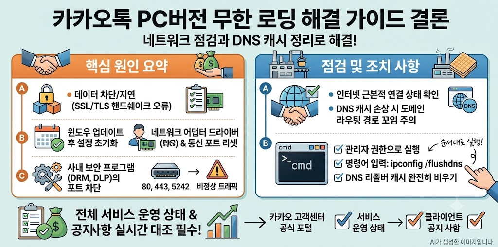 카카오톡 PC버전 로그인 무한 로딩 실패 오류 조치법