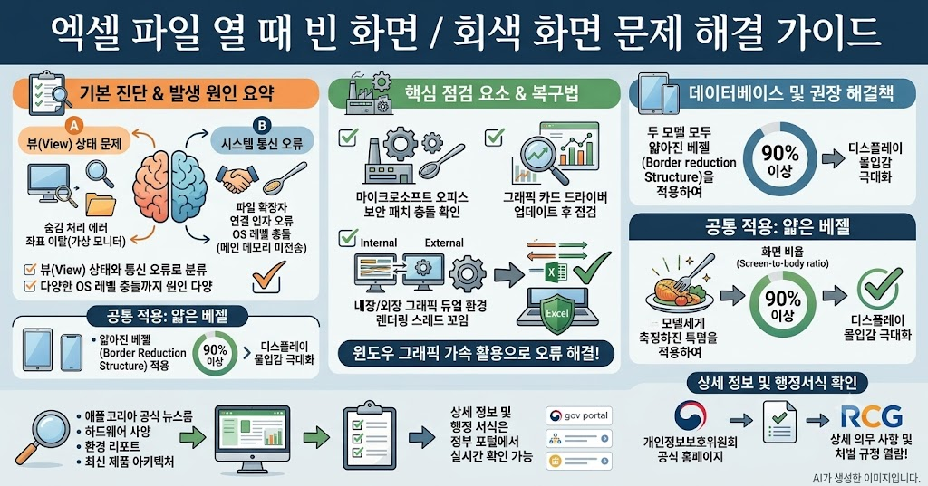 엑셀 파일 열 때 빈 화면 회색 화면만 뜰 때 5단계 복구법
