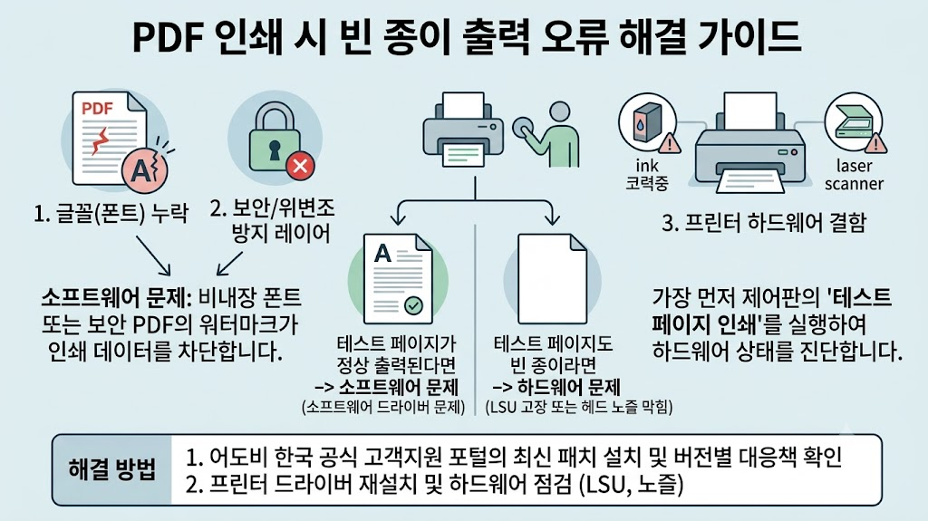 PDF 파일 인쇄 시 빈 종이만 출력되는 오류 조치법
