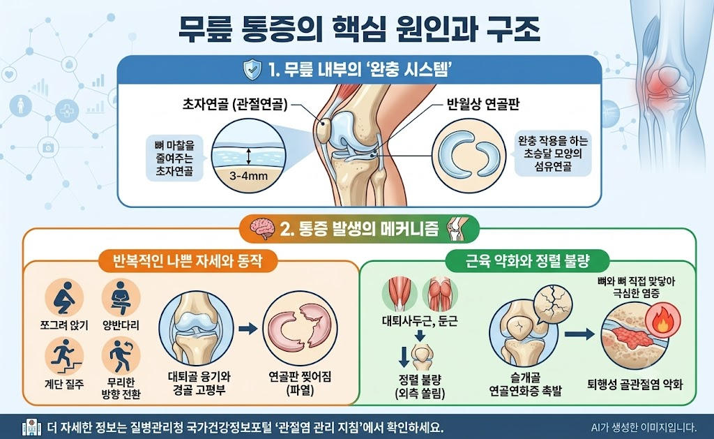 무릎관련 통증 발생하는 이유
