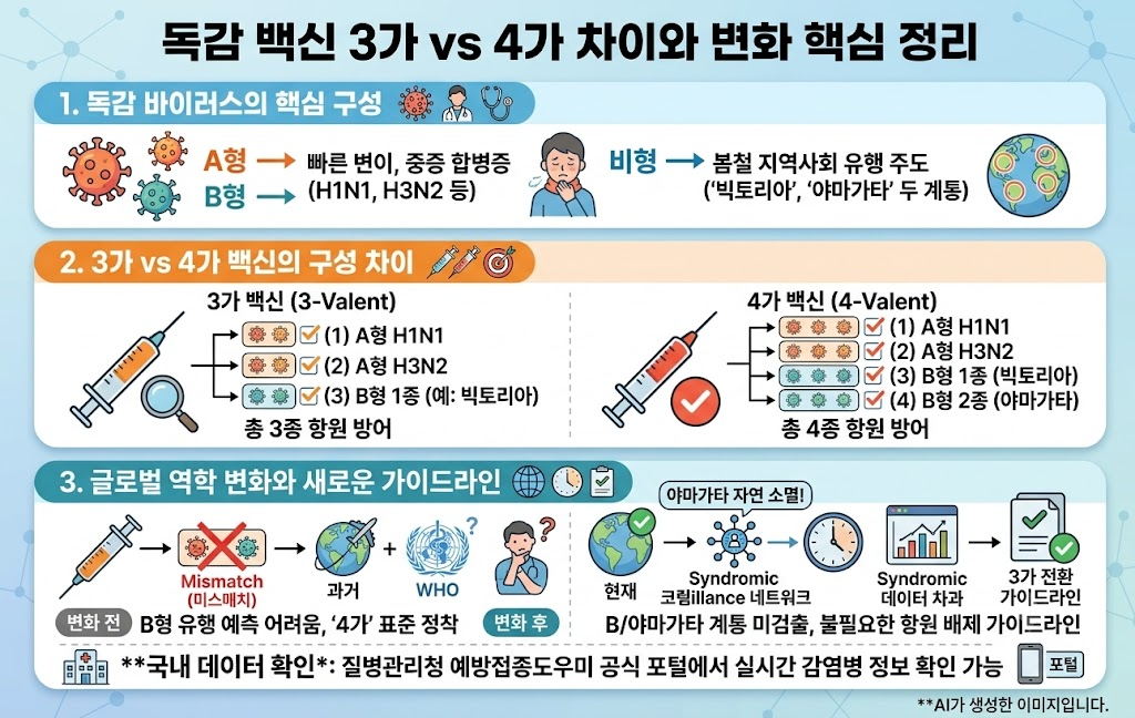 독감백신 3가 4가 차이