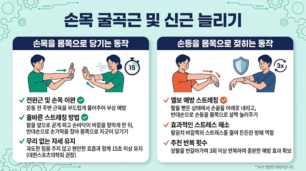배드민턴 엘보 예방 스트레칭
