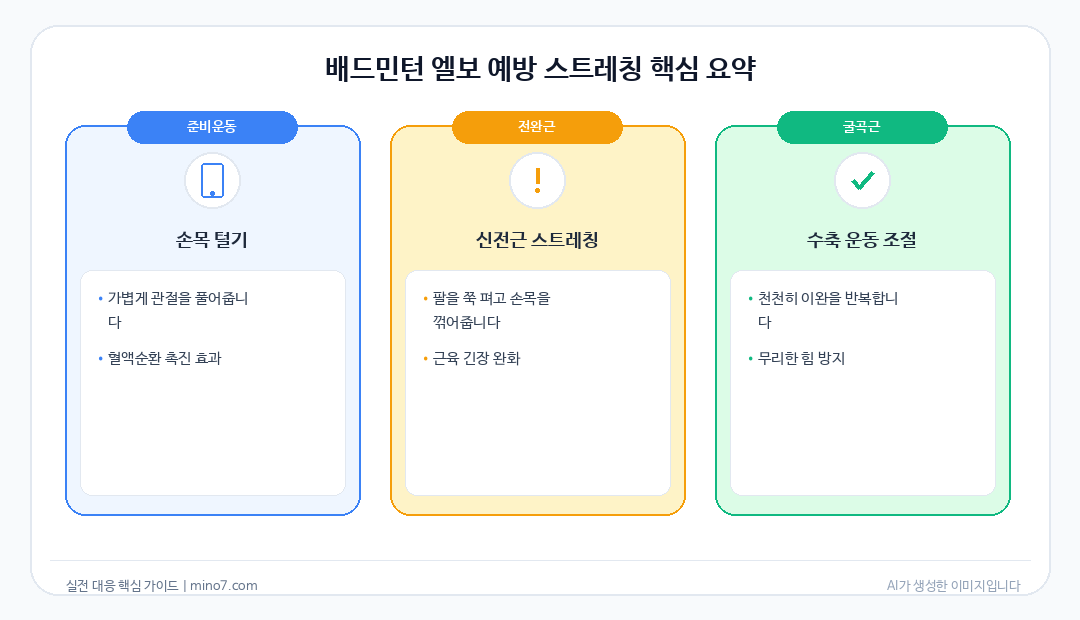 배드민턴 엘보 예방 스트레칭